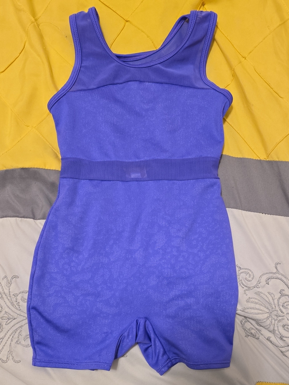 Girls Purple Leopard Print Mesh Gymnastics Leotard